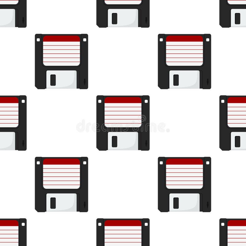 Floppy Disk Flat Icon Seamless Pattern vector illustration