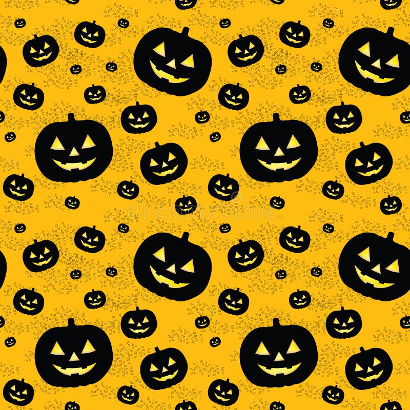 Seamless pattern with black pumpkins