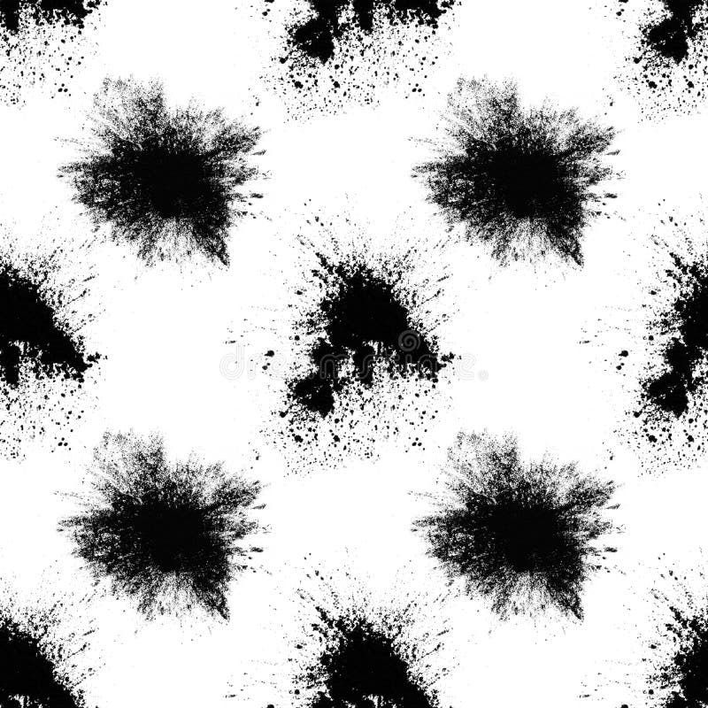 Seamless Pattern of Black Spots with Splashes Isolated on White