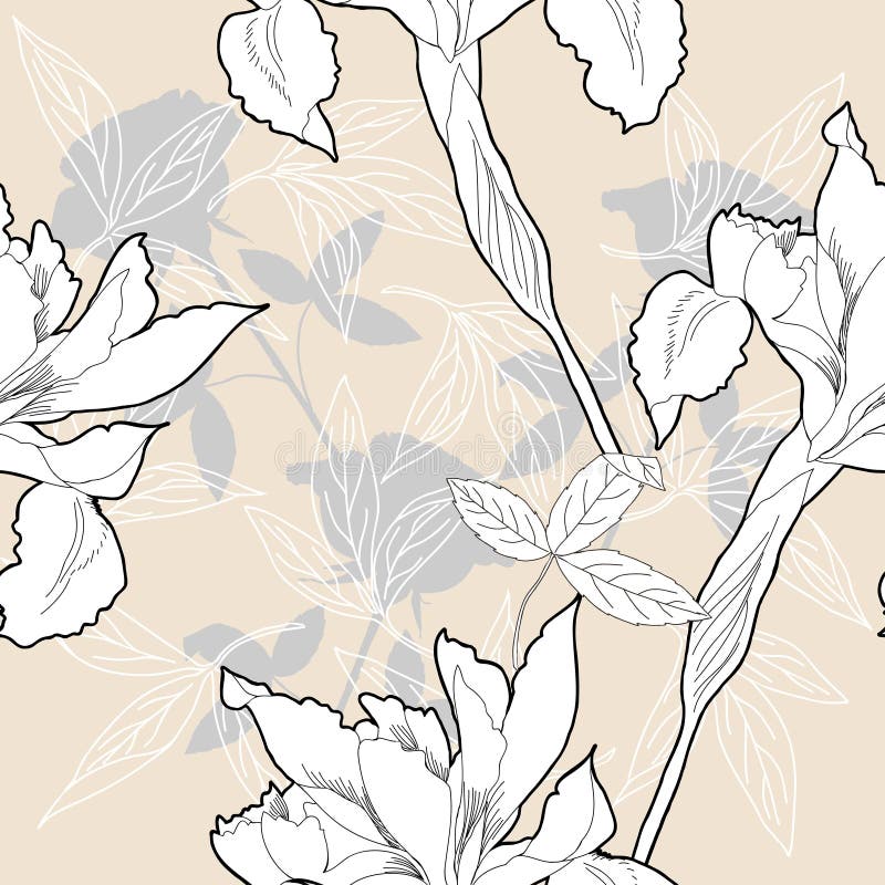 Seamless pattern with black and white flowers stock illustration Seamless pattern with black and white flowers stock illustration