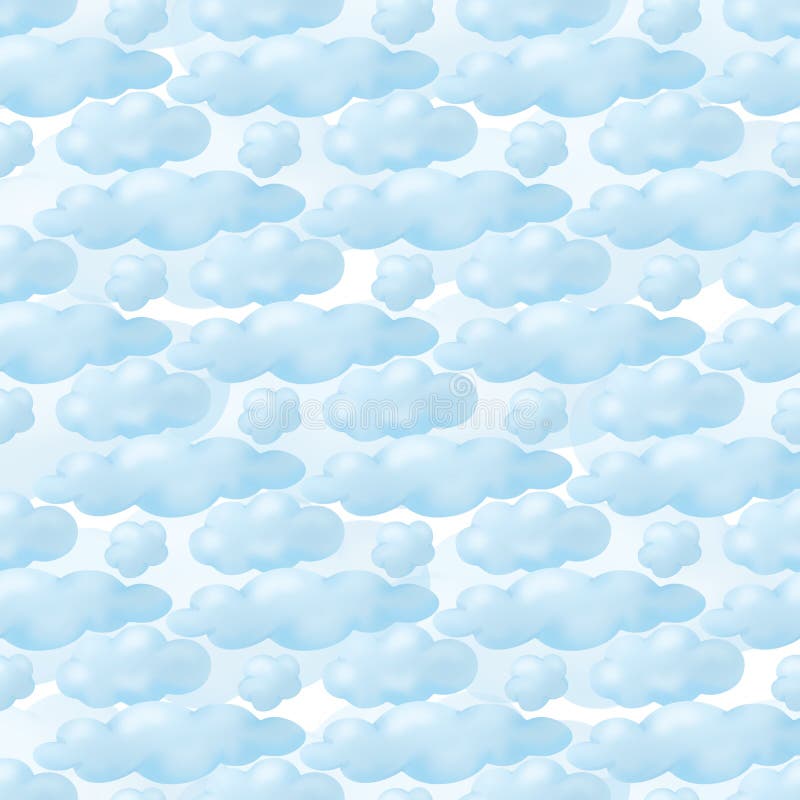 Seamless Pattern Blue Clouds Sky. Wallpapers for Baby Playroom or