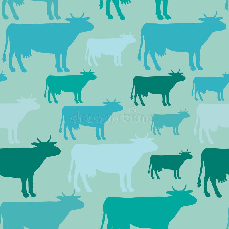 Seamless Pattern of Blue Cow Stock Vector Illustration of pattern