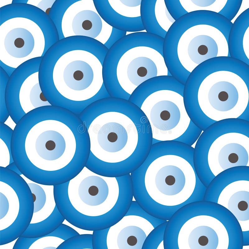 Seamless Pattern with Blue Evil Eye Vector Stock Vector - Illustration ...