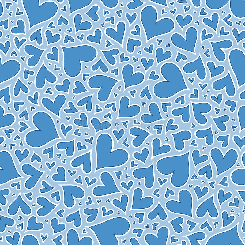 Seamless Pattern with Blue Hearts. Stock Vector - Illustration of hand ...