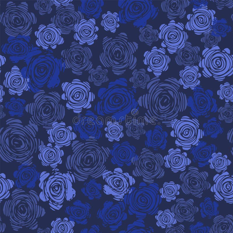 Seamless Pattern with Blue Roses. Hand Drawn Rose Wallpaper Stock Photo -  Image of pink, design: 161522956