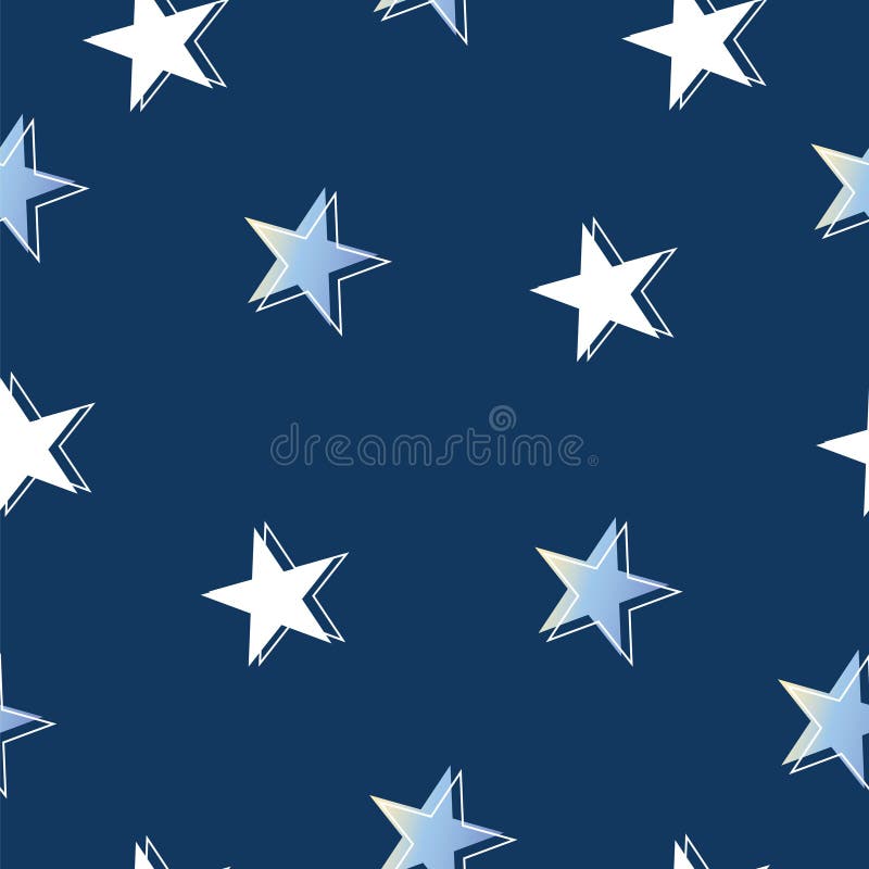 Seamless Pattern with Blue and White Stars Stock Vector Illustration