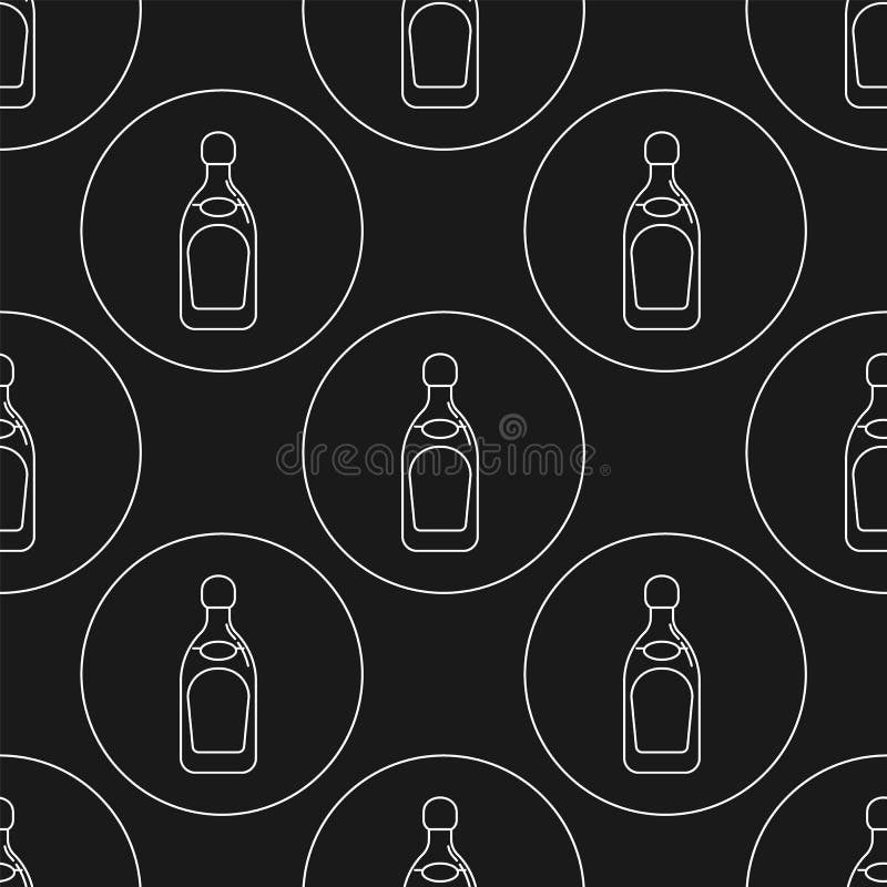 Bottle Tequila and Rum Beer Line Art in Flat Style. Restaurant