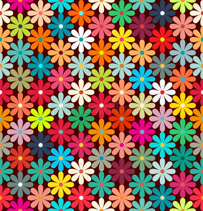 Seamless pattern of bright colorful flowers. vector illustration