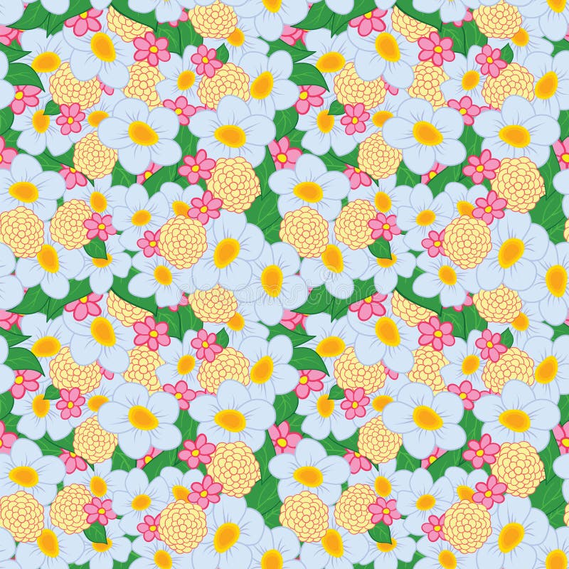 Seamless Pattern Bright Flowers royalty free illustration