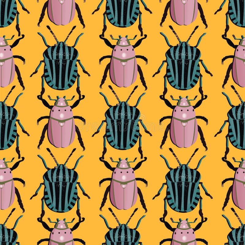 Seamless Pattern with Bugs, Insects Background Stock Vector ...