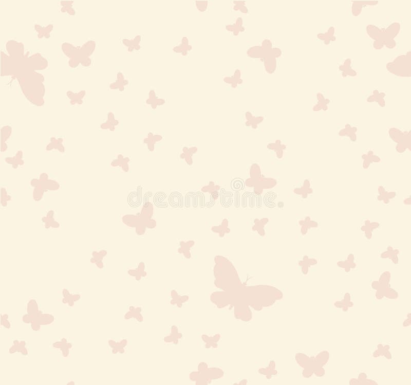 Seamless Pattern of Butterflies on a Beige Background Stock