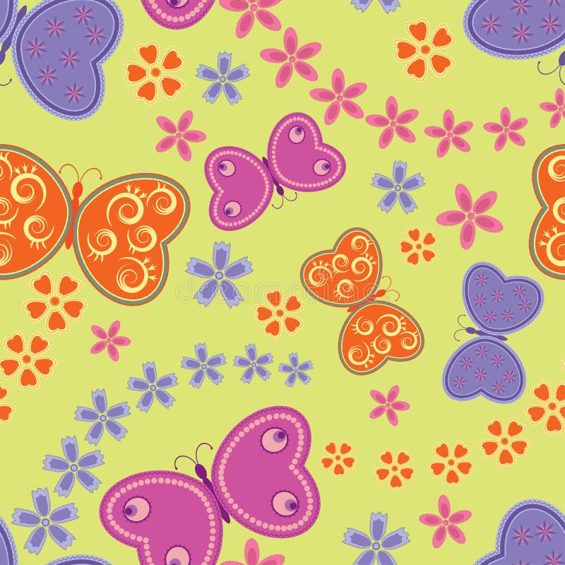 Seamless pattern with butterflies and flowers