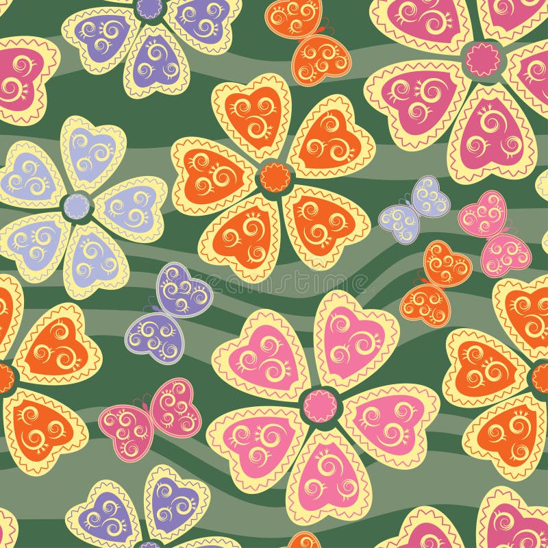 Seamless pattern with butterflies and flowers