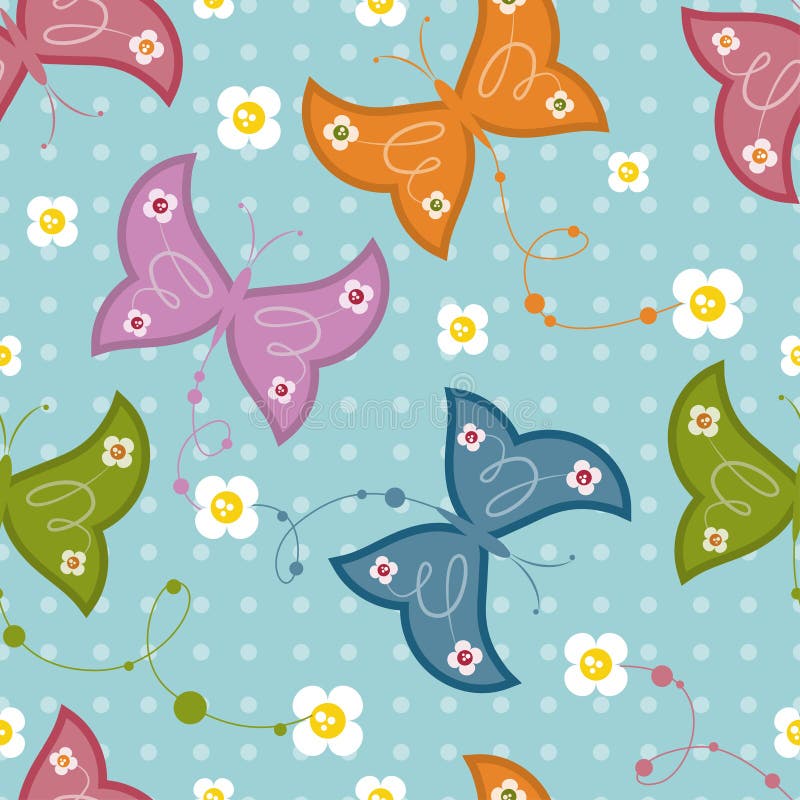 Seamless pattern with butterflies and flowers