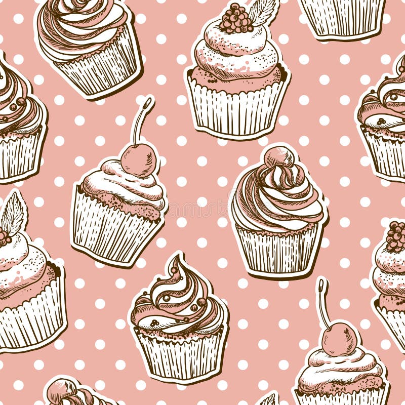 Seamless pattern with cakes. This is file of EPS8 format.