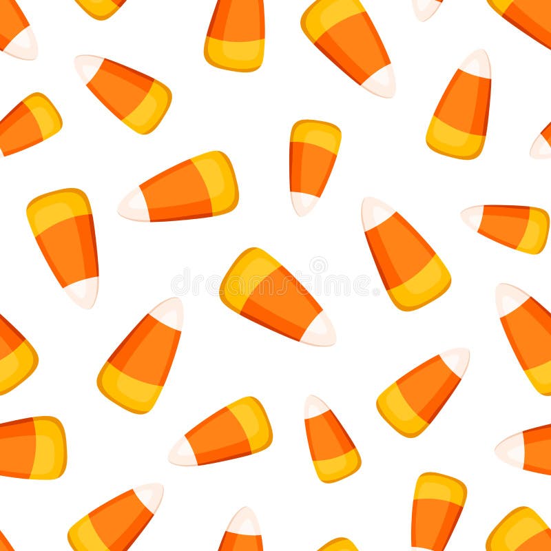 Seamless pattern with candy corns on a white background. Vector illustration.