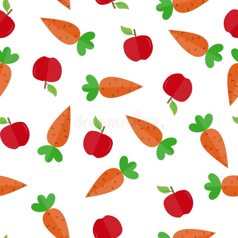 Seamless pattern with carrot and Apple fruit for textile and packaging royalty free illustration Seamless pattern with carrot and Apple fruit for textile and packaging royalty free illustration
