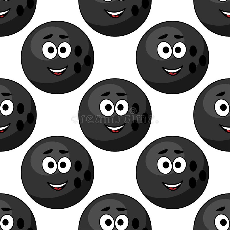 Seamless Pattern of Cartoon Bowling Balls Stock Illustration