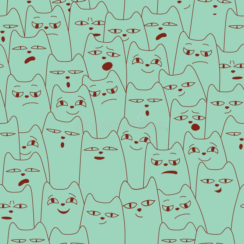 Seamless pattern with cartoon cat