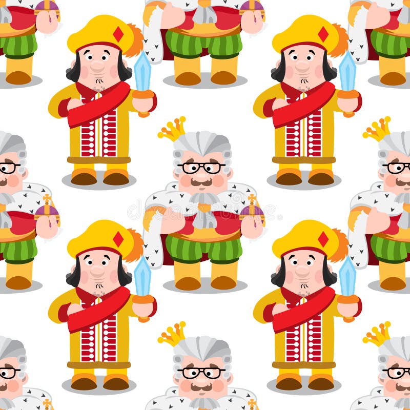 Seamless pattern with cartoon king and prince royalty free illustration