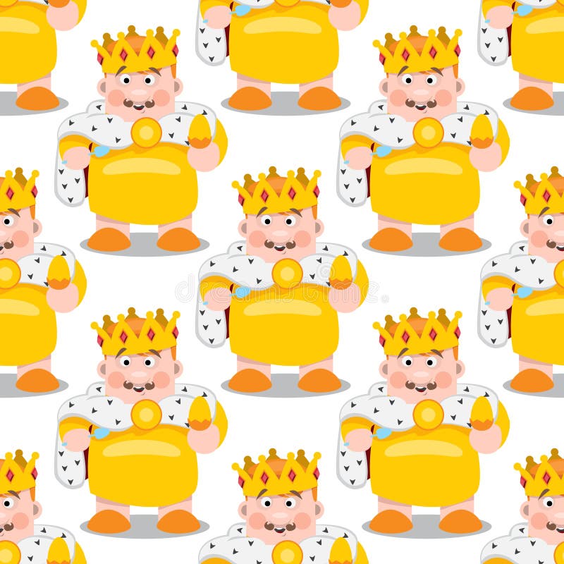 Seamless pattern with cartoon kings. vector illustration
