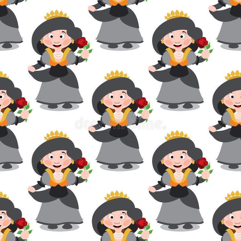 Seamless pattern with cartoon queens. royalty free illustration