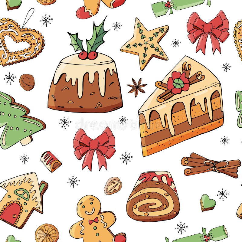 Seamless Pattern with Christmas Pastry. Endless Texture for Festive ...