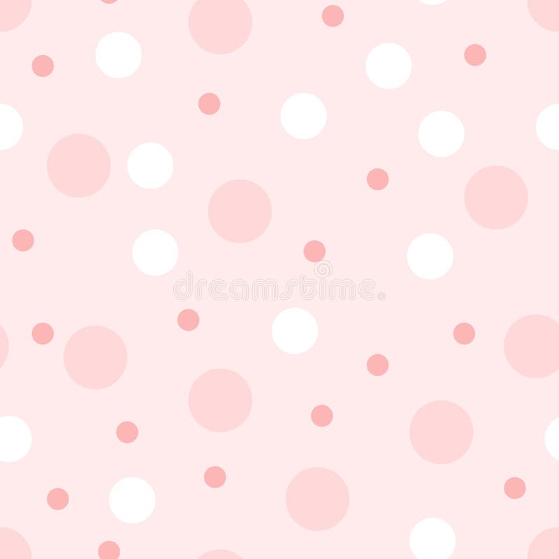 Seamless pattern of circles in pink colors. Illustration for girls at a of baby shower party with polka dots. Background for greet