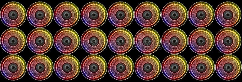 Seamless pattern circular glass plate creative design in black background stock photos Seamless pattern circular glass plate creative design in black background stock photos