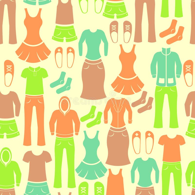 Seamless Pattern with Clothing Stock Vector Illustration of group