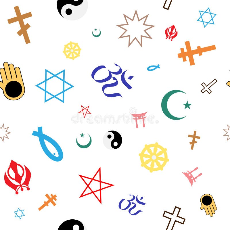 Seamless Pattern of Colored Religious Symbols Stock Vector Illustration of belief, sikh 52197369