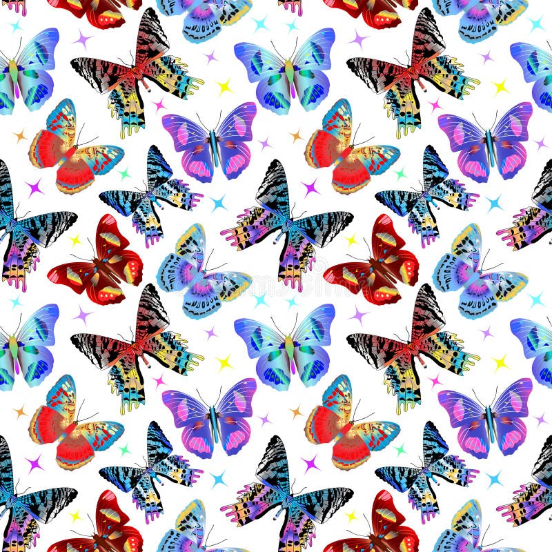 Seamless Pattern with Colorful Butterflies. Stock Vector - Illustration ...