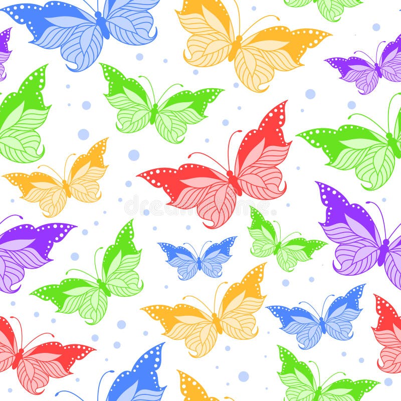 Colorful Butterflies Seamless Pattern Stock Vector - Illustration of ...