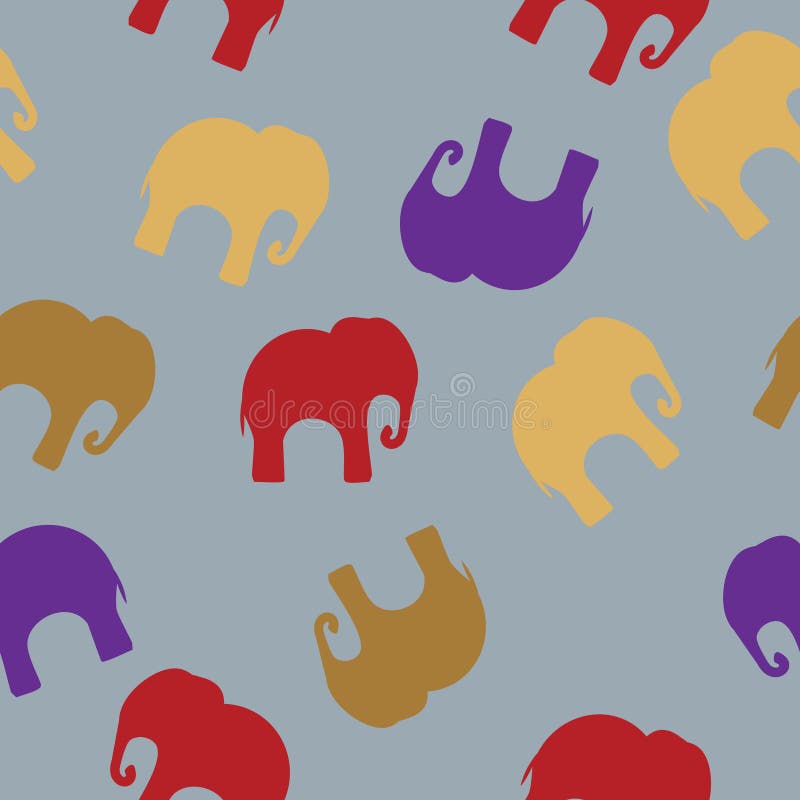 Seamless Pattern with Colorful Elephants for Textile, Book Cover