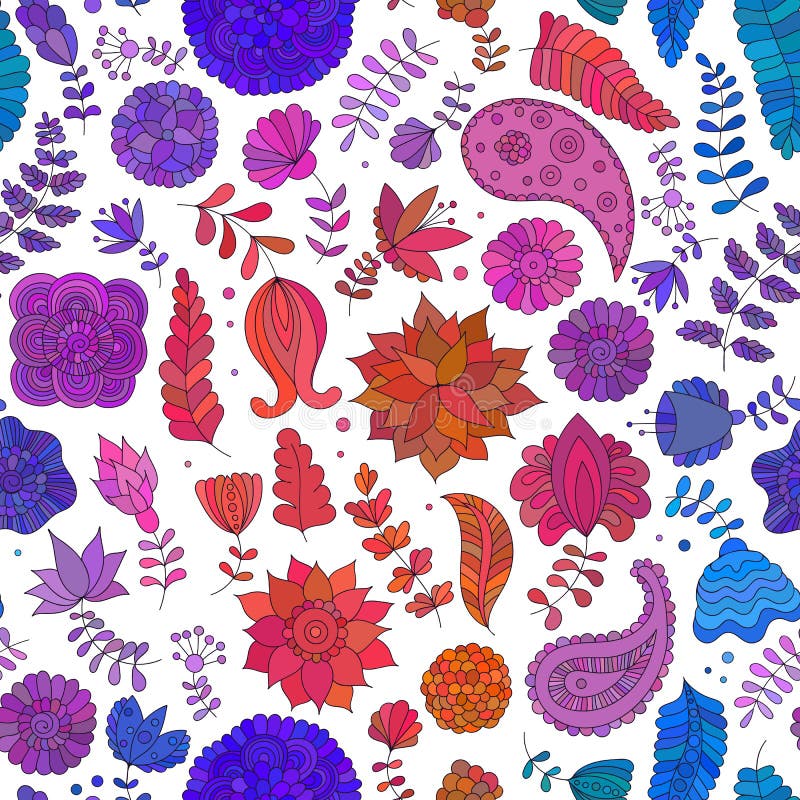 Seamless pattern with colorful flowers