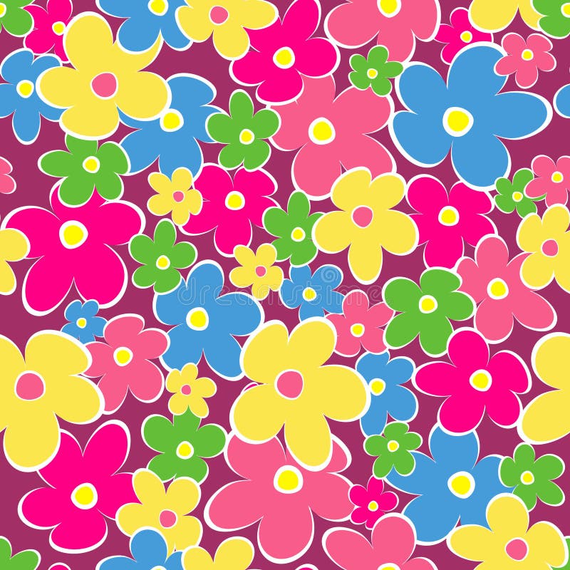 Seamless, Pattern of Colorful Flowes Stock Vector - Illustration of ...