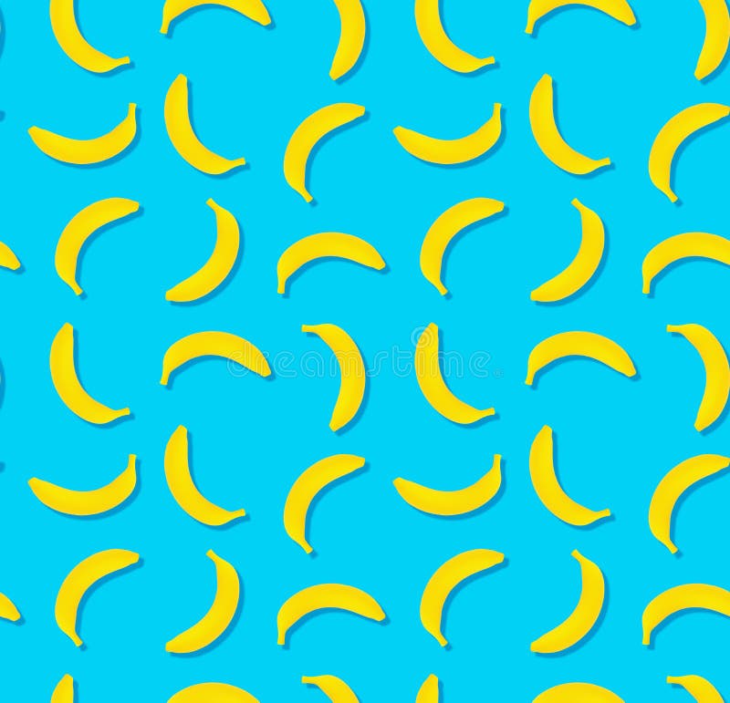Seamless Pattern With Colorful Fruit Of Fresh Yellow Bananas Concept