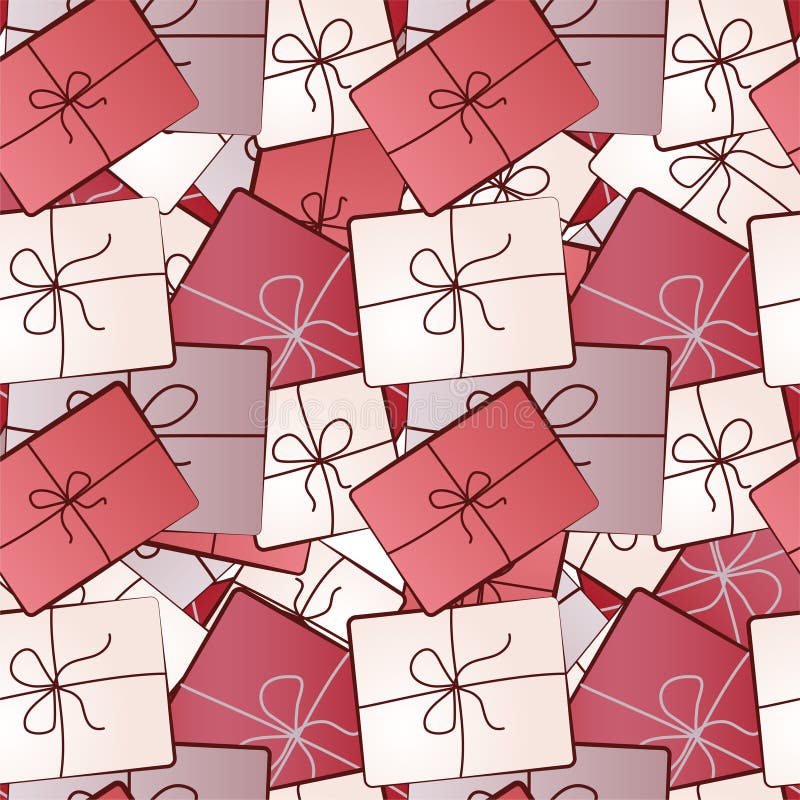 Seamless Red Pattern With Gift Boxes In A Line Style. Wrapping Paper,  Fabric Print Design Royalty Free SVG, Cliparts, Vectors, and Stock  Illustration. Image 55073773.