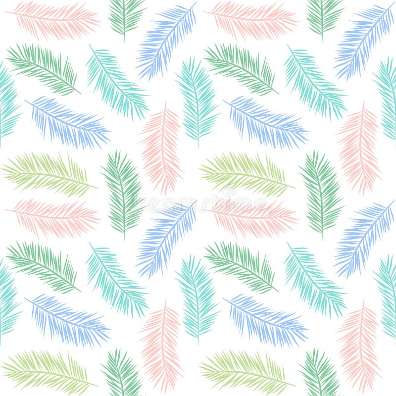 Seamless pattern of colorful palm leaves