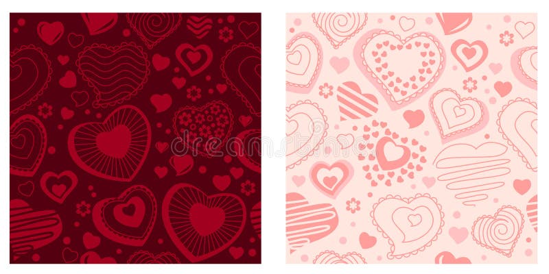 Seamless pattern with contour hearts