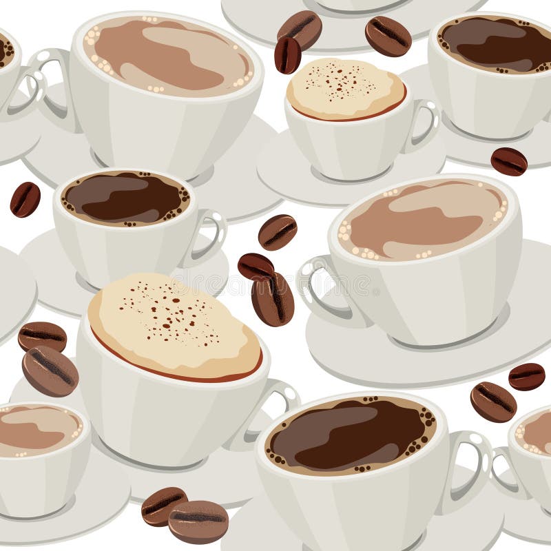 Seamless pattern with cups of coffee