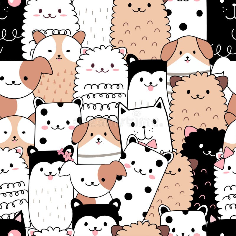 Seamless Pattern Cute Animal Cartoon Stock Vector - Illustration of  patterns, baby: 129962540