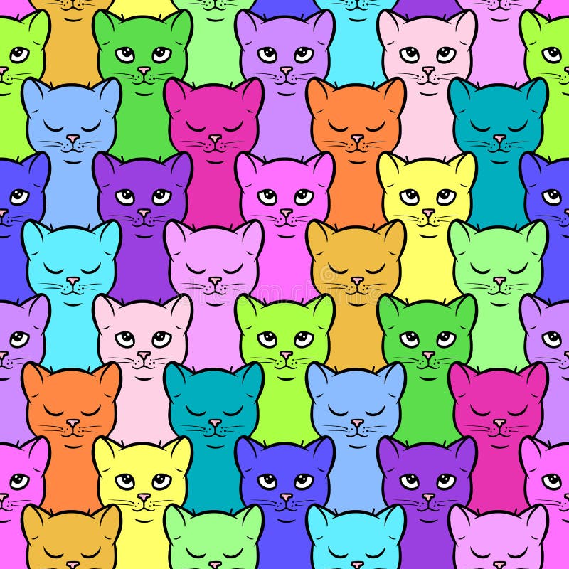 Senza soluzione di continuità modello Carino colorato progettazione della pittura gattini.
