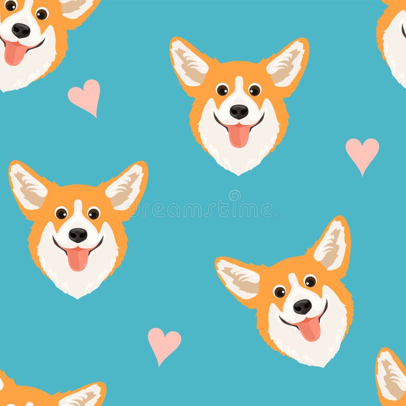 Seamless Pattern with Cute on Blue Background. Vector