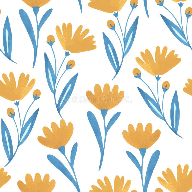 Seamless Pattern with Cute Doodle Pastel Flowers. Vector Illustration