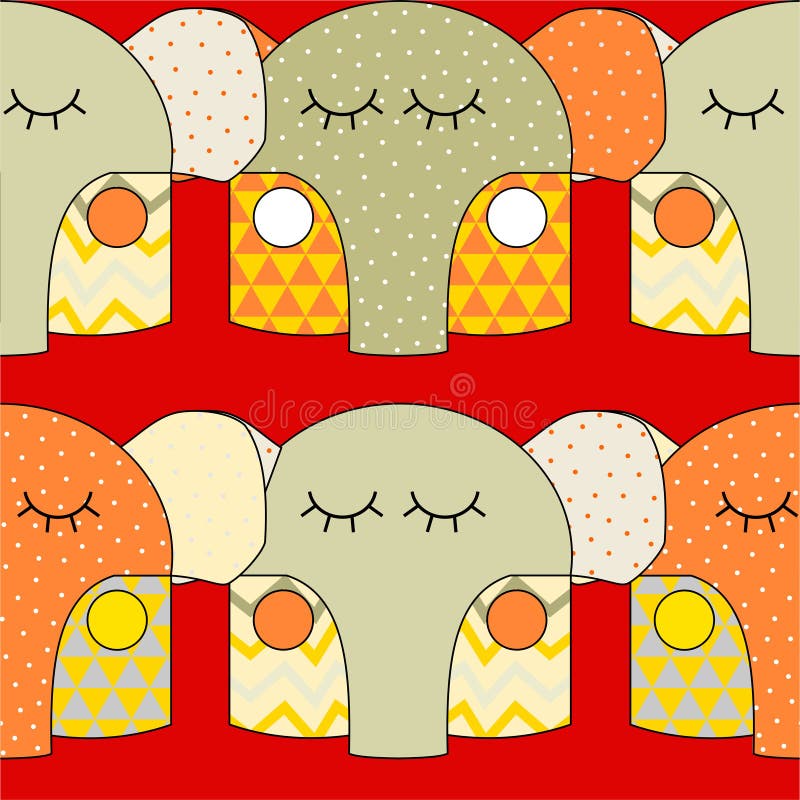 Cute Elephant with Polka Dot Seamless Pattern Vector Stock Vector