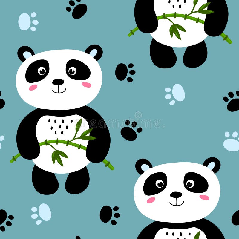 Seamless Pattern with Cute Panda Baby on Color Background. Funny Asian  Animals. Card, Postcards for Kids Stock Vector - Illustration of koala,  seamless: 209173023