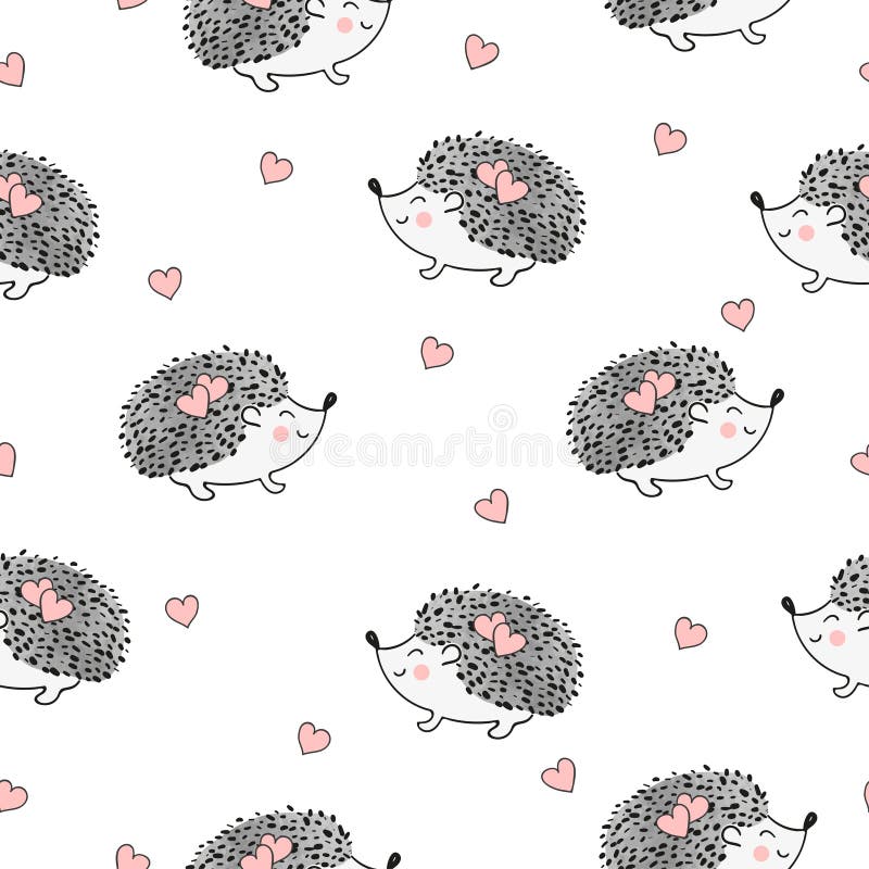 Seamless pattern with cute watercolor hedgehogs and hearts. royalty free illustration Seamless pattern with cute watercolor hedgehogs and hearts. royalty free illustration