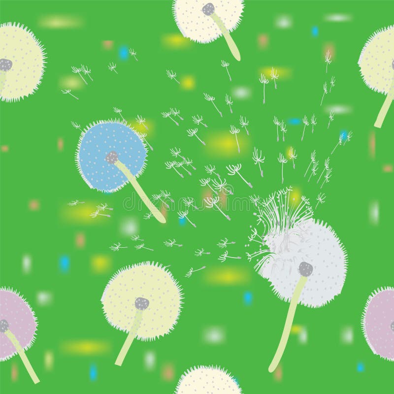 Seamless pattern with dandelions