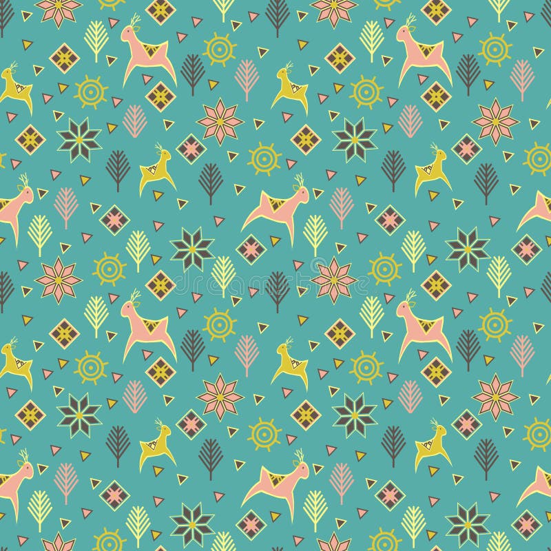 Seamless pattern with deers